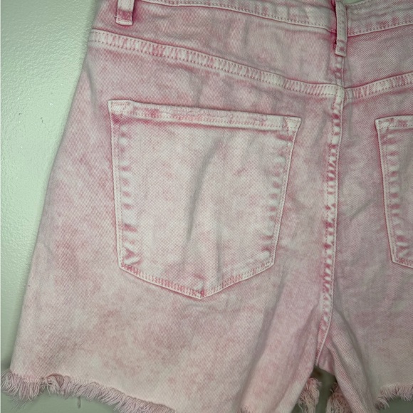 Risen Pink Acid Wash Frayed Denim Shorts Size XL - Picture 6 of 11